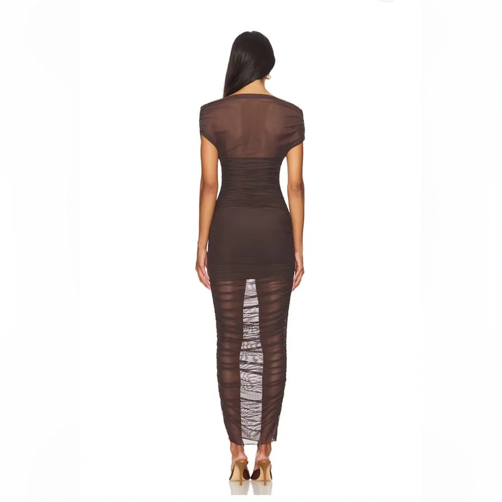 SER.O.YA Noel Brown Mesh Dress - Picture 3 of 5